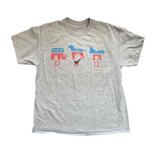 Funny Political Graphic T-Shirt Light Gray Cotton Size Large Unbranded Used Exce